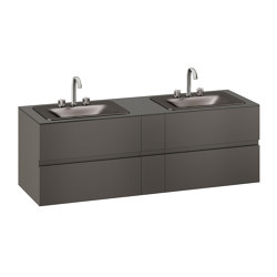 FURNITURE | 1800 mm wall-hung furniture for 2 countertop washbasins and deck-mounted basin mixers | Nero | Vanity units | Armani Roca
