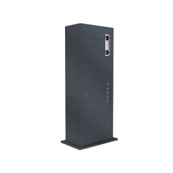 Designer | Edelstahl Briefkastenpaketsäule Designer BIG - RAL nach Wahl - GIRA System 106 - 3-fach vorbereitet Rechts | Mailboxes | Briefkasten Manufaktur